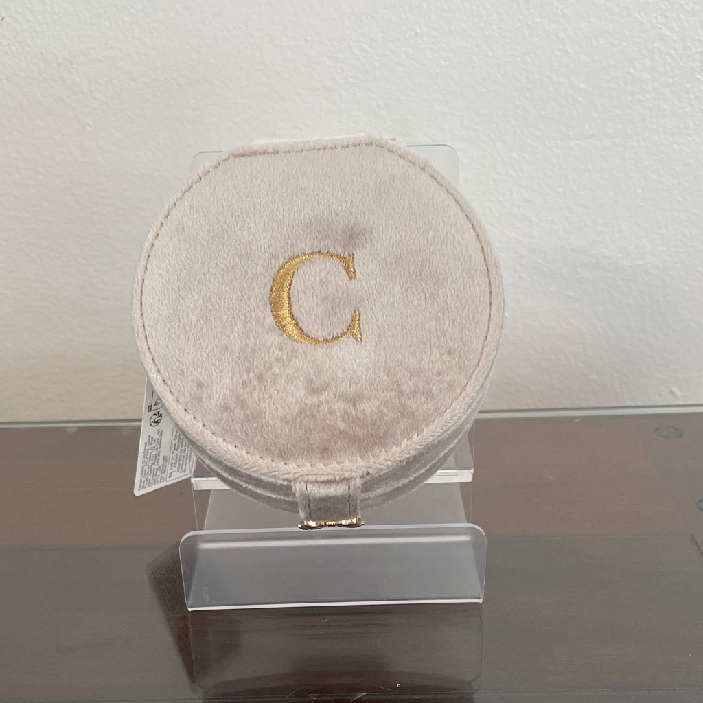 Primark Taupe Velvet Jewelry Box With Gold Letter C